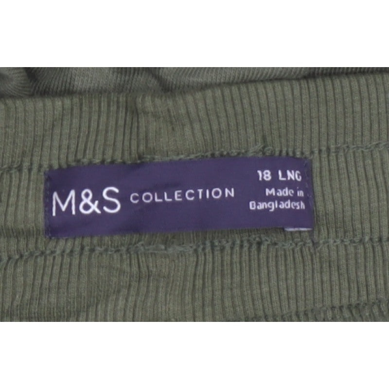 Marks and Spencer Women's Green Size 18 Long Jogger Trousers