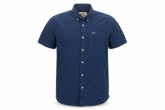 Hollister Men’s Blue XL Stretch Button-Down Short Sleeve Casual Shirt