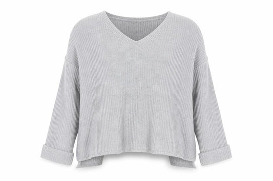 Mint Velvet Women’s Grey UK 12 Ribbed Wrap Knit Cashmere Blend Jumper