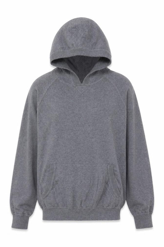 The White Company Men’s Grey M Cashmere Cotton Hooded Pullover Jumper