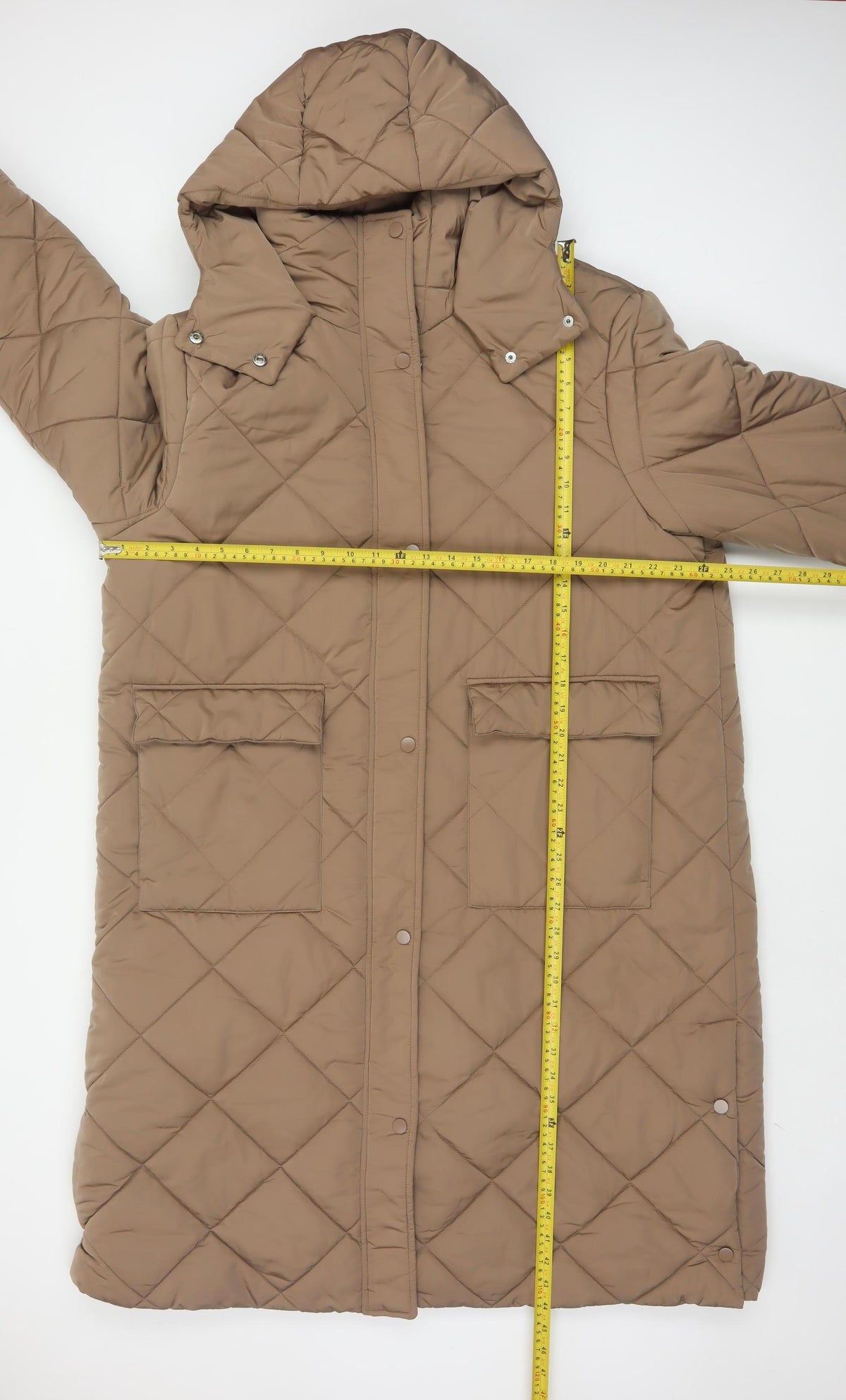Nutmeg Women Brown Size 20 Long Hooded Quilted Puffer Coat
