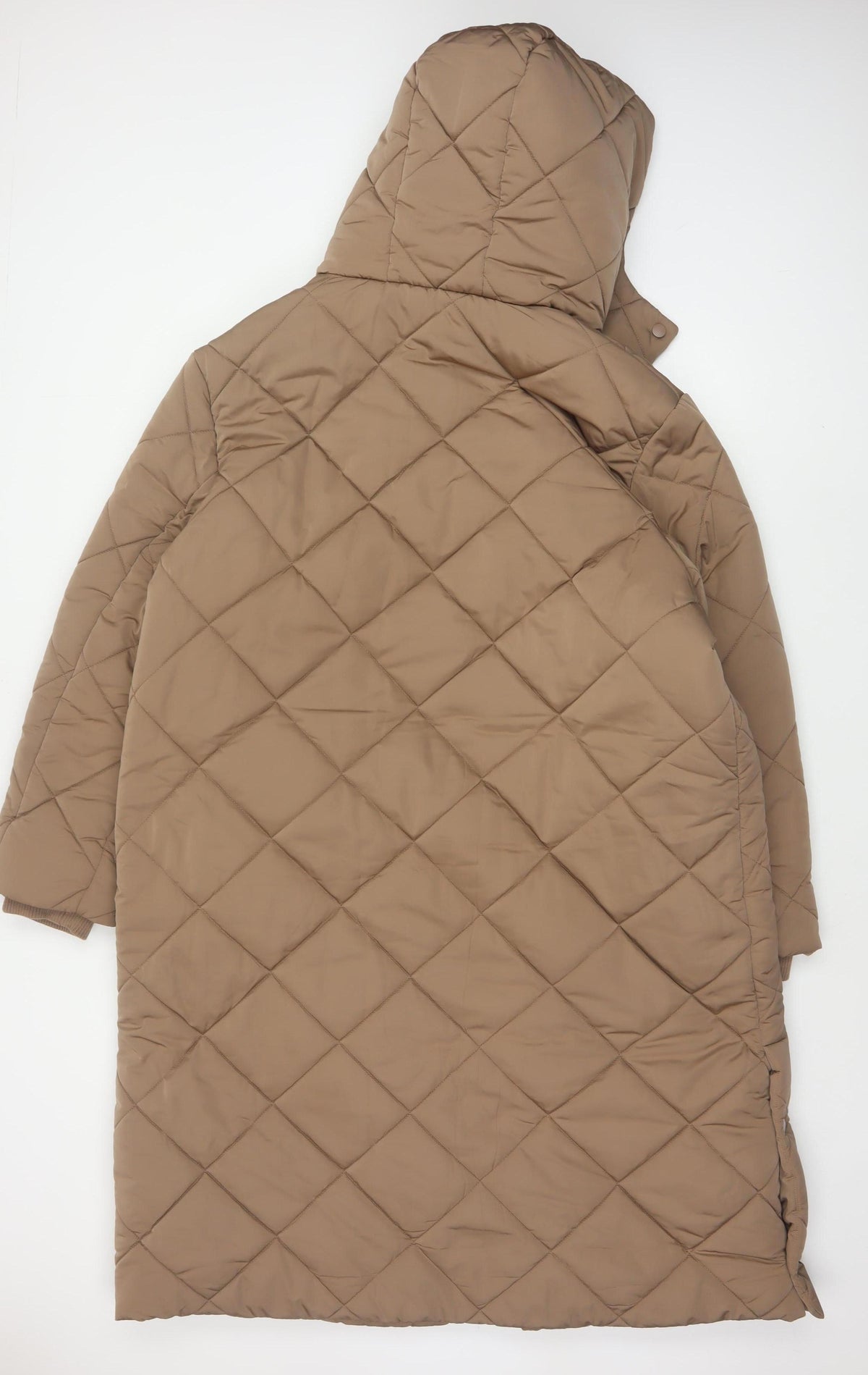 Nutmeg Women Brown Size 20 Long Hooded Quilted Puffer Coat