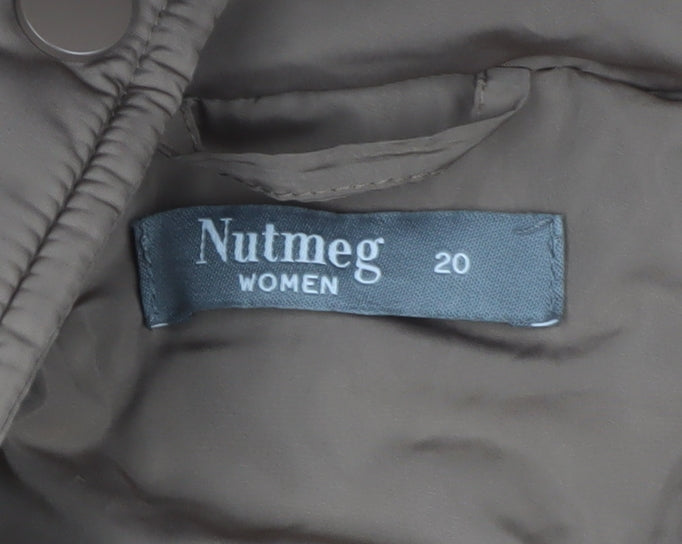 Nutmeg Women Brown Size 20 Long Hooded Quilted Puffer Coat