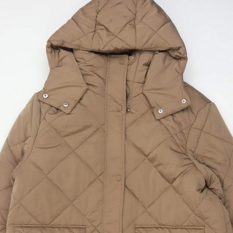 Nutmeg Women Brown Size 20 Long Hooded Quilted Puffer Coat