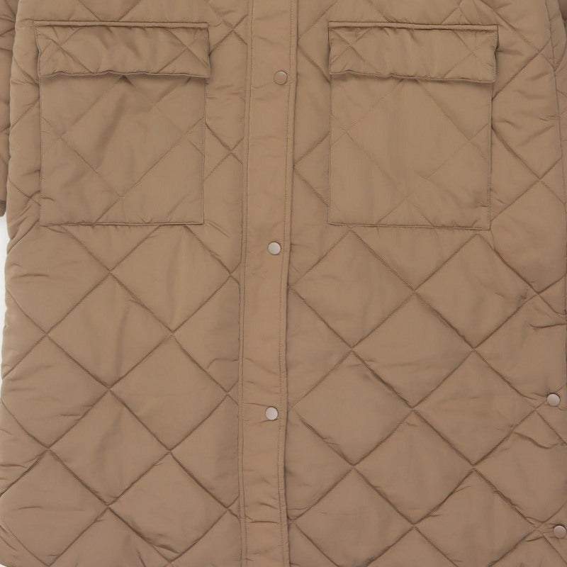 Nutmeg Women Brown Size 20 Long Hooded Quilted Puffer Coat