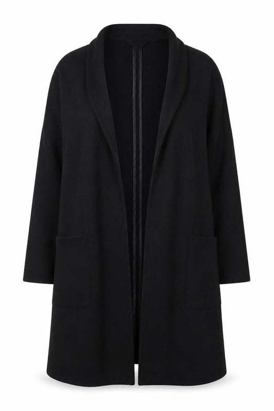 Simply Be Women’s Black UK 26 Long Open Coatigan with Pockets
