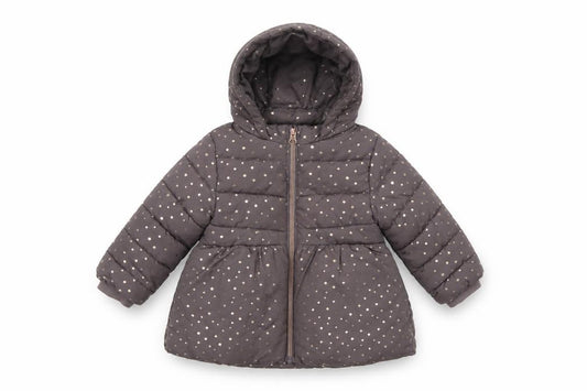 Firetrap Girls Grey Gold Star Hooded Puffer Coat 12-18 Months