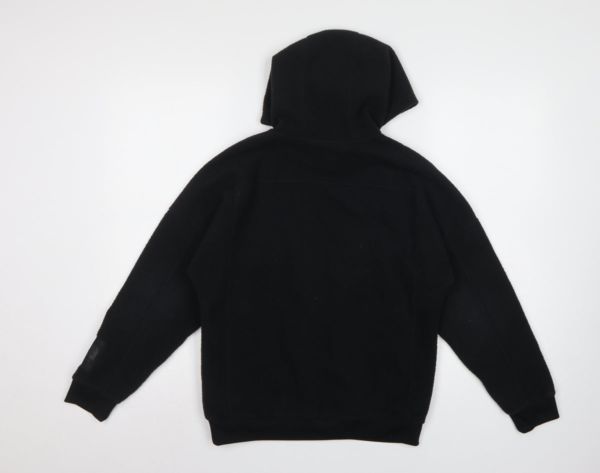 Adidas Boys Black 11-12 Years Pullover Hoodie Logo Fleece