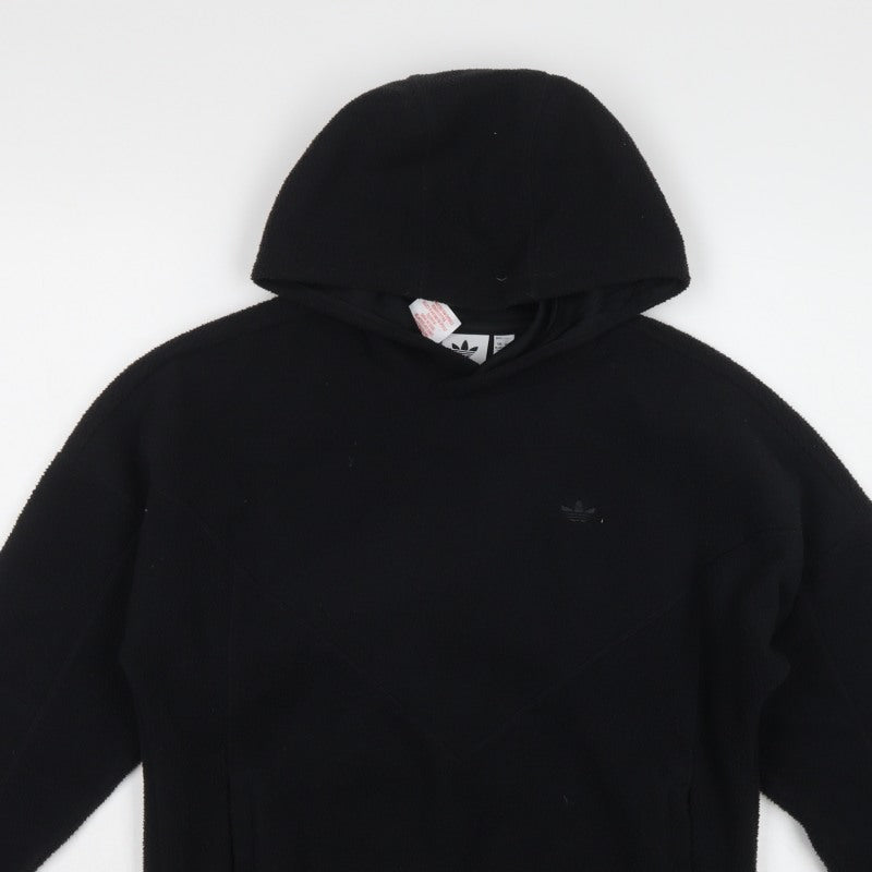 Adidas Boys Black 11-12 Years Pullover Hoodie Logo Fleece