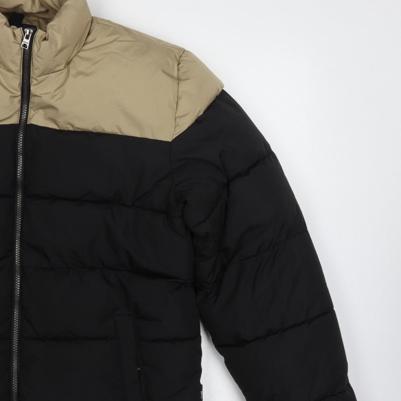 Only & Sons Men’s Black Beige M Puffer Jacket Quilted Stand-Up Collar