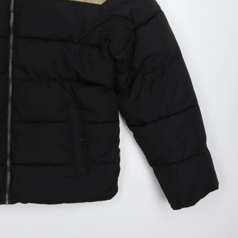 Only & Sons Men’s Black Beige M Puffer Jacket Quilted Stand-Up Collar