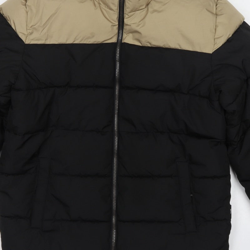 Only & Sons Men’s Black Beige M Puffer Jacket Quilted Stand-Up Collar