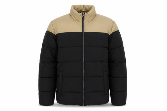 Only & Sons Men’s Black Beige M Puffer Jacket Quilted Stand-Up Collar