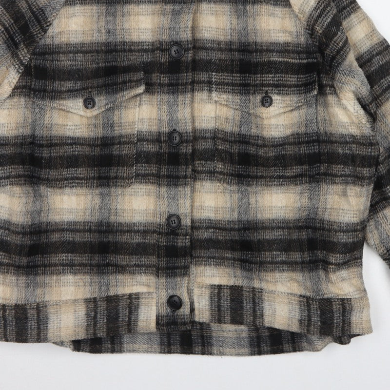 Uniqlo Women’s S Beige Grey Plaid Wool Blend Button Jacket