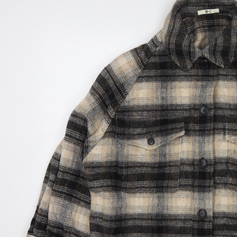 Uniqlo Women’s S Beige Grey Plaid Wool Blend Button Jacket