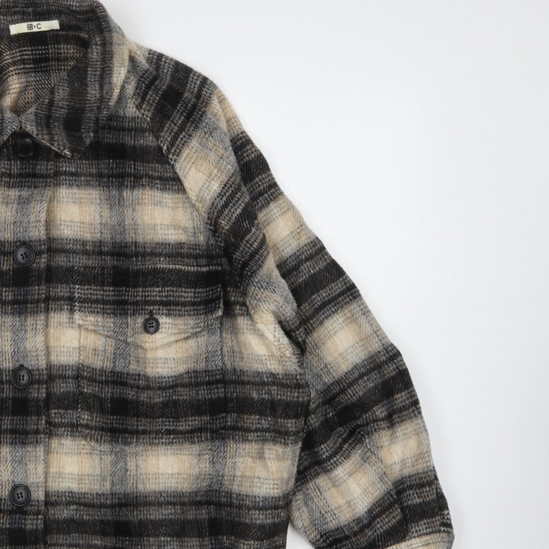 Uniqlo Women’s S Beige Grey Plaid Wool Blend Button Jacket