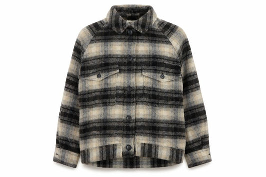 Uniqlo Women’s S Beige Grey Plaid Wool Blend Button Jacket