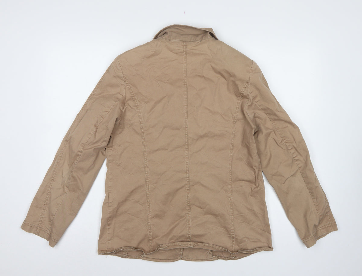 Oscar B Women's Beige UK 16 Cotton Stretch Button Jacket Pockets