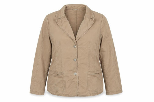 Oscar B Women's Beige UK 16 Cotton Stretch Button Jacket Pockets