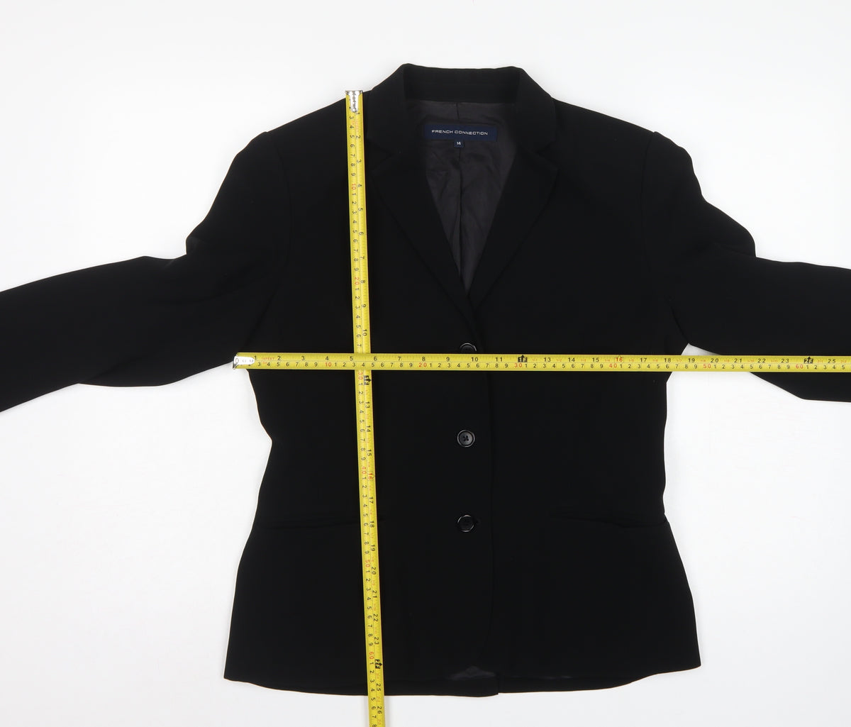 French Connection Women’s Black Size 14 Tailored 3 Button Suit Jacket