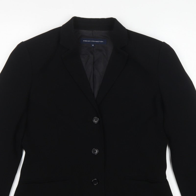 French Connection Women’s Black Size 14 Tailored 3 Button Suit Jacket