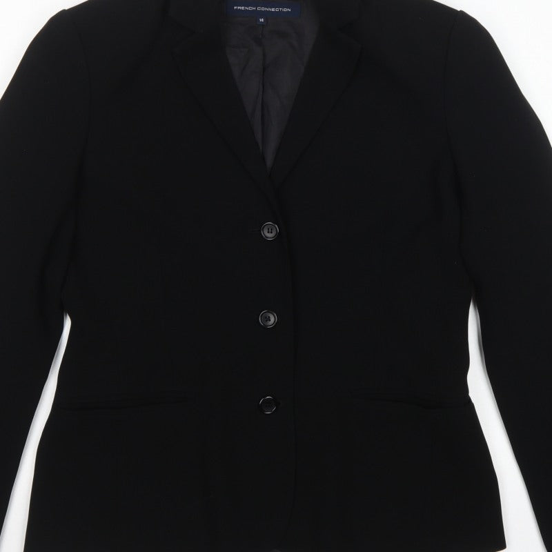 French Connection Women’s Black Size 14 Tailored 3 Button Suit Jacket