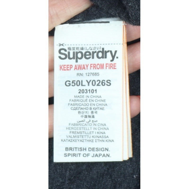 Superdry Men Black XL Microfibre Windbomber Hooded Fur Trim Jacket