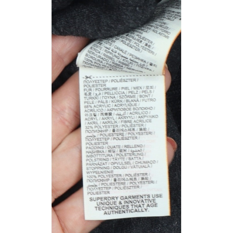 Superdry Men Black XL Microfibre Windbomber Hooded Fur Trim Jacket