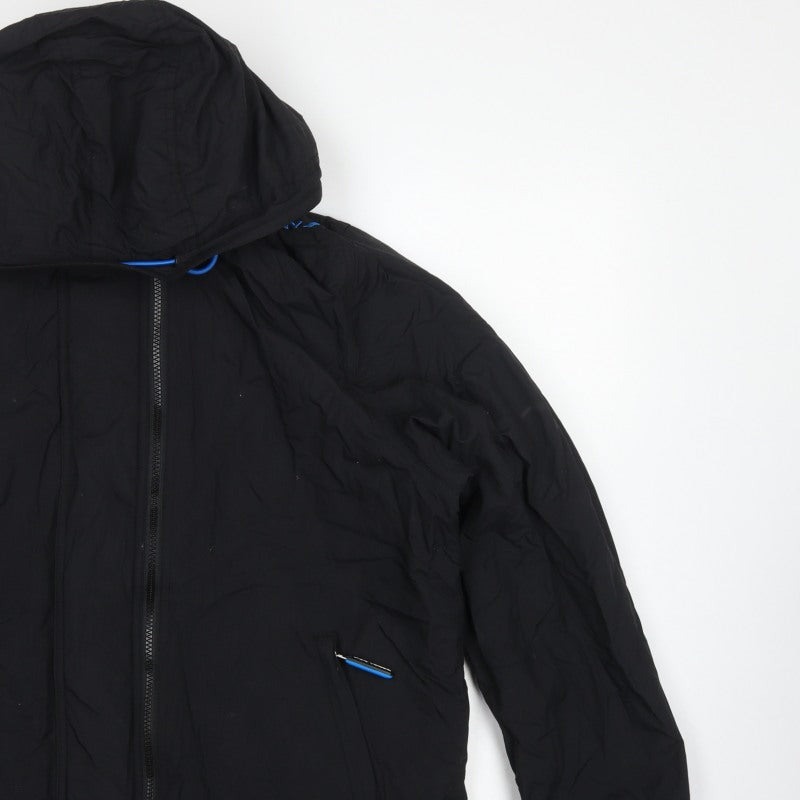 Superdry Men’s Black 2XL Hooded Windbreaker Jacket Blue Trim