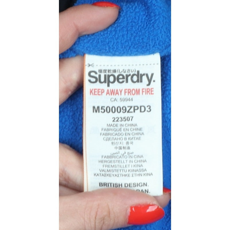 Superdry Men’s Black 2XL Hooded Windbreaker Jacket Blue Trim