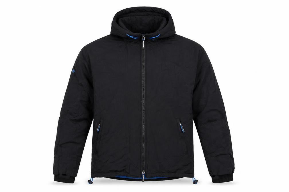 Superdry Men’s Black 2XL Hooded Windbreaker Jacket Blue Trim
