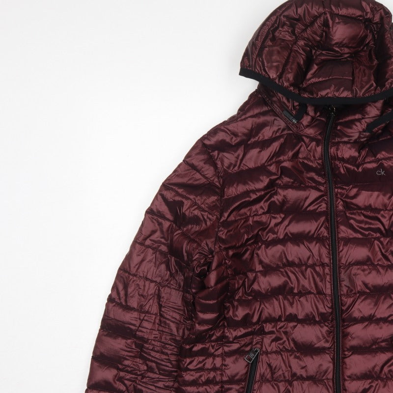 Calvin Klein Men’s Red S Packable Premium Down Hooded Puffer Jacket