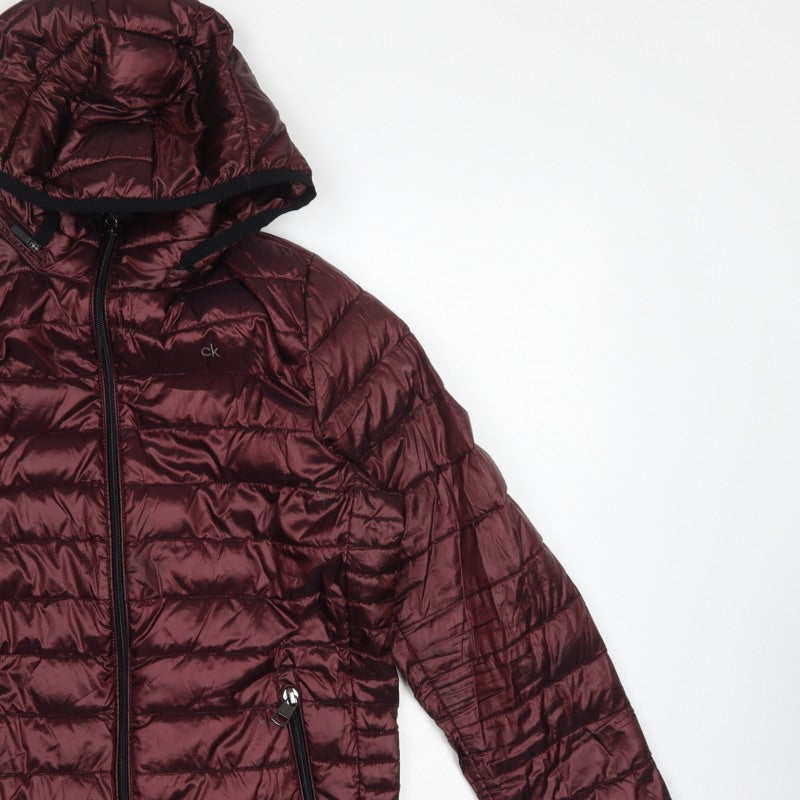 Calvin Klein Men’s Red S Packable Premium Down Hooded Puffer Jacket