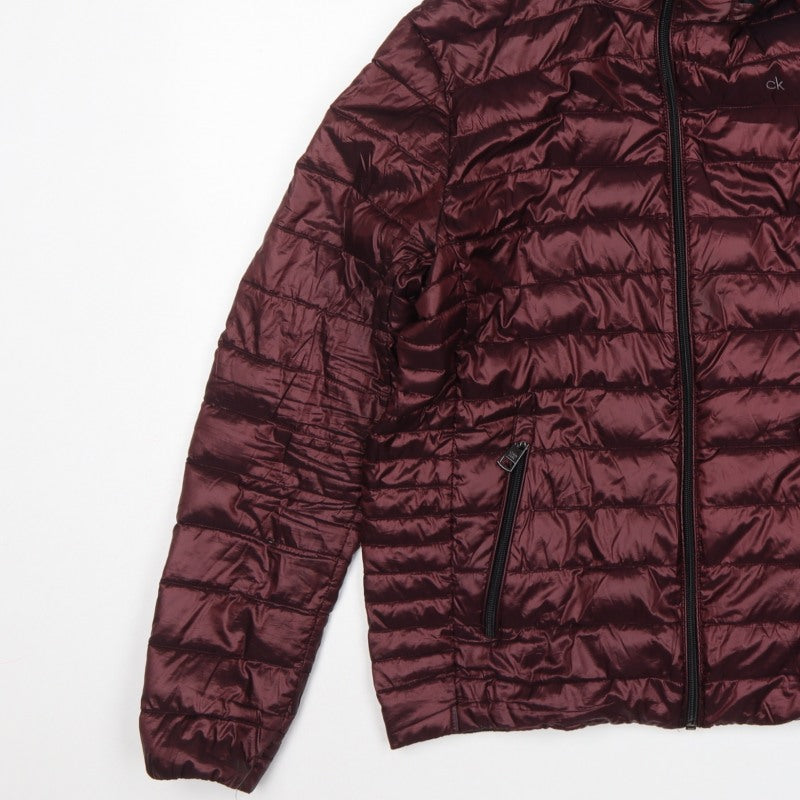 Calvin Klein Men’s Red S Packable Premium Down Hooded Puffer Jacket