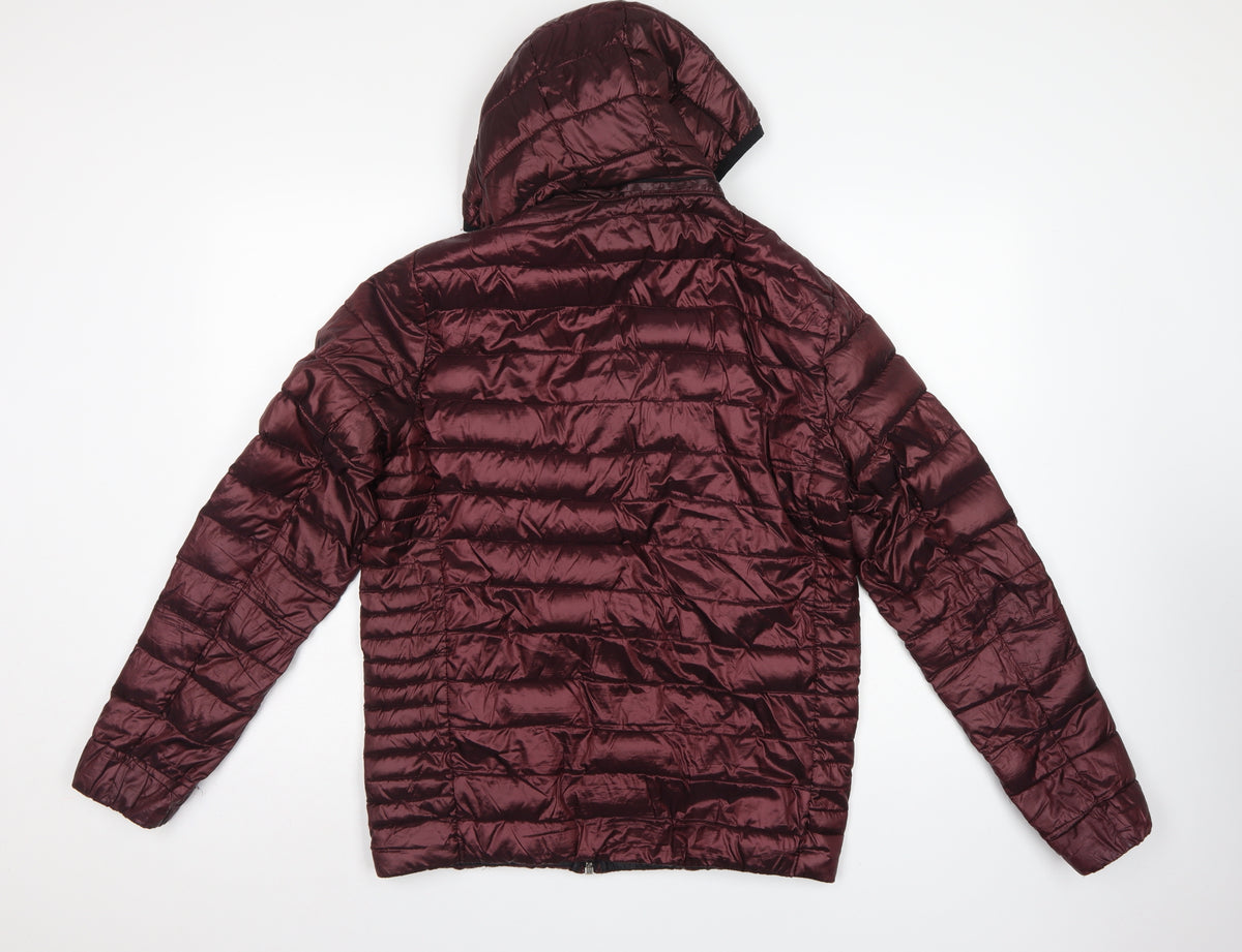 Calvin Klein Men’s Red S Packable Premium Down Hooded Puffer Jacket