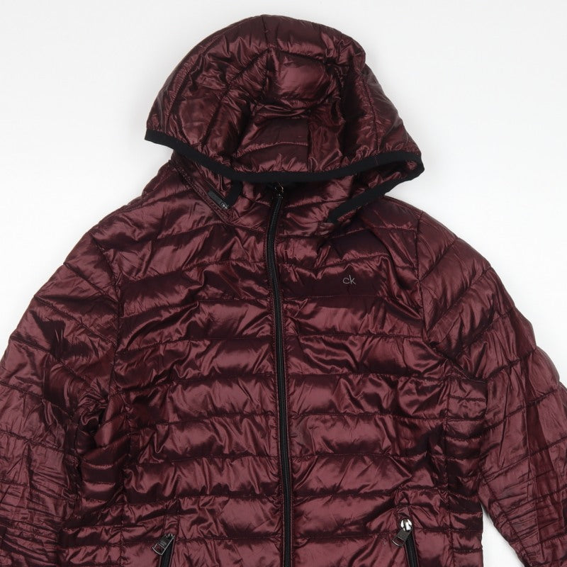 Calvin Klein Men’s Red S Packable Premium Down Hooded Puffer Jacket