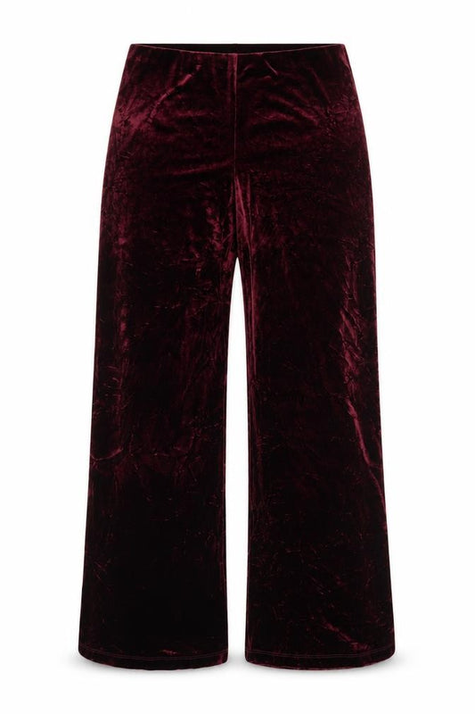 M&S Women’s Dark Red Velvet Wide Leg Trousers UK 14 Stretch Party