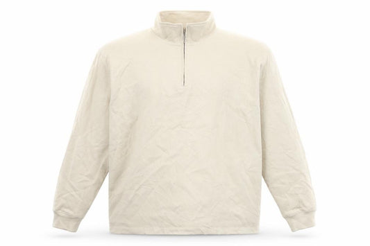 Marks & Spencer Men Ivory XL 1/4 Zip High Neck Sweatshirt