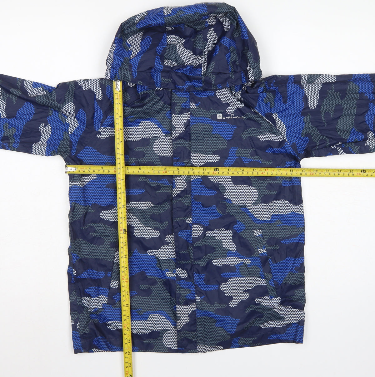 Mountain Warehouse Boys Blue Camo Hooded Rain Jacket Age 13