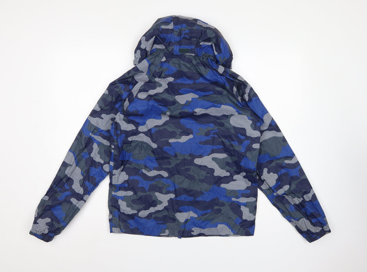 Mountain Warehouse Boys Blue Camo Hooded Rain Jacket Age 13