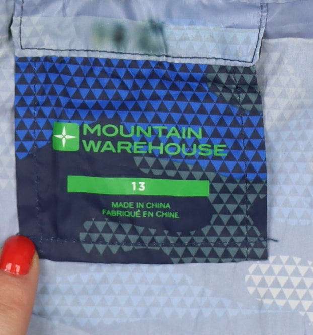 Mountain Warehouse Boys Blue Camo Hooded Rain Jacket Age 13