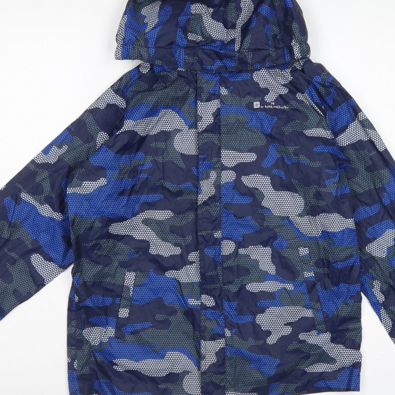 Mountain Warehouse Boys Blue Camo Hooded Rain Jacket Age 13