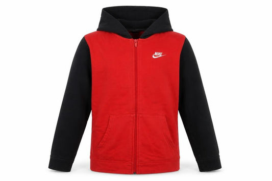 Nike Boys Red Black Full Zip Hoodie XL 158-170cm Logo Fleece