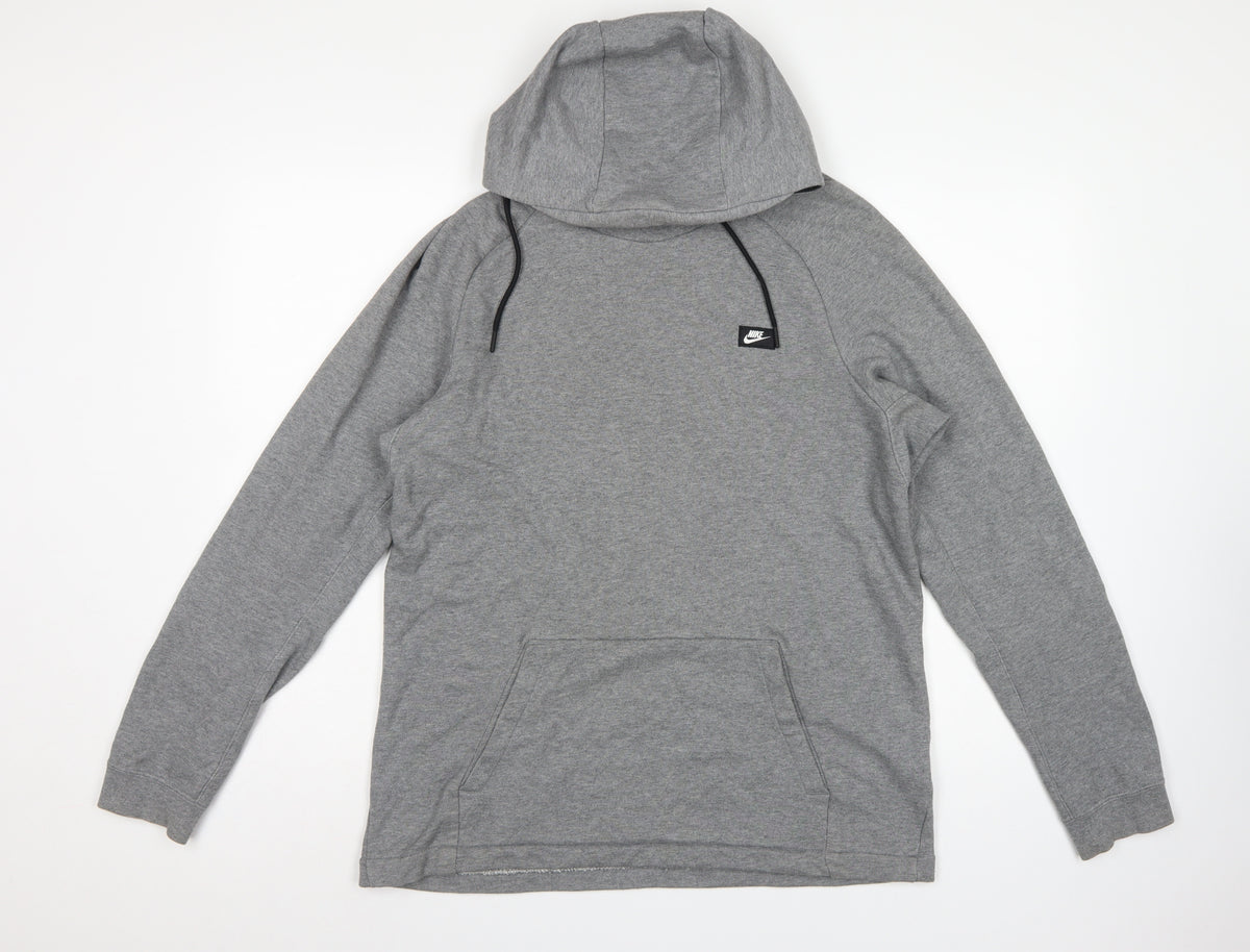 Nike Women’s Grey M Pullover Hoodie Logo Pocket Drawstring