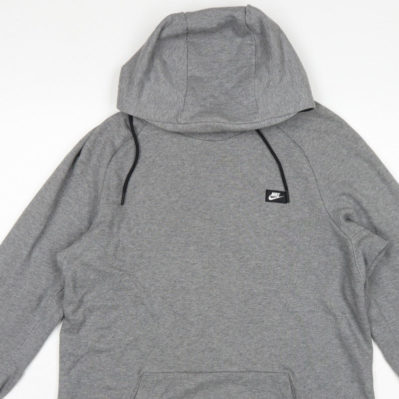 Nike Women’s Grey M Pullover Hoodie Logo Pocket Drawstring