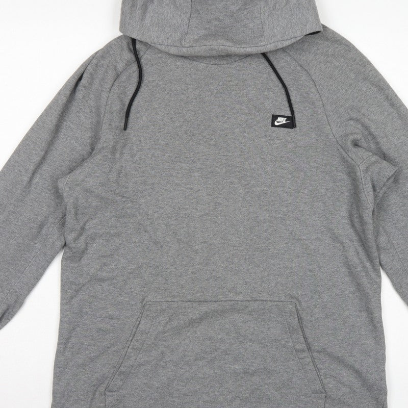 Nike Women’s Grey M Pullover Hoodie Logo Pocket Drawstring