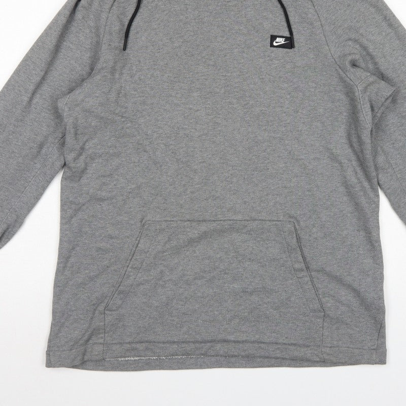 Nike Women’s Grey M Pullover Hoodie Logo Pocket Drawstring