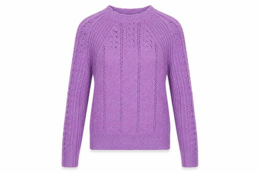 M&S Per Una Women’s Purple Size 6 Cable Knit Wool Blend Jumper