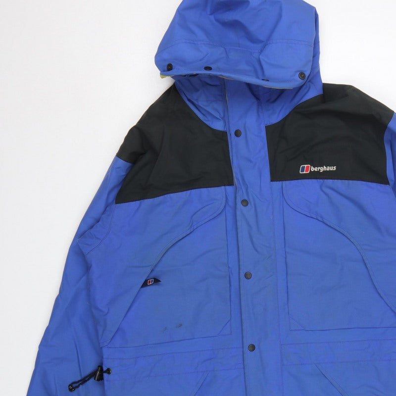 Berghaus Men Blue Black M Gore-Tex Hooded Waterproof Rain Jacket