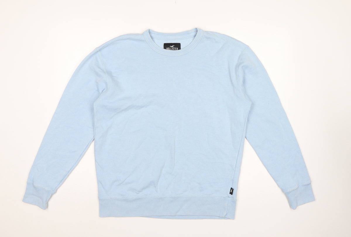 Hollister Men’s Blue M Crew Neck Pullover Fleece Sweatshirt Logo